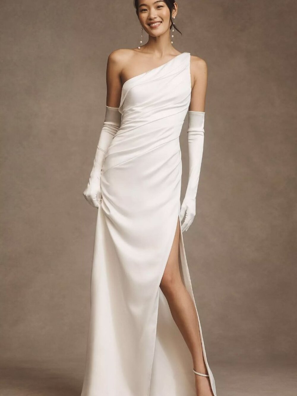 Jenny Yoo Elora Wedding Gown Size 6 Satin One Shoulder Anthrpologie